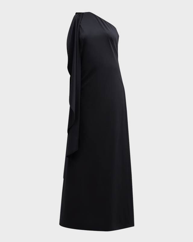Dune One-Shoulder Sash Poplin Gown